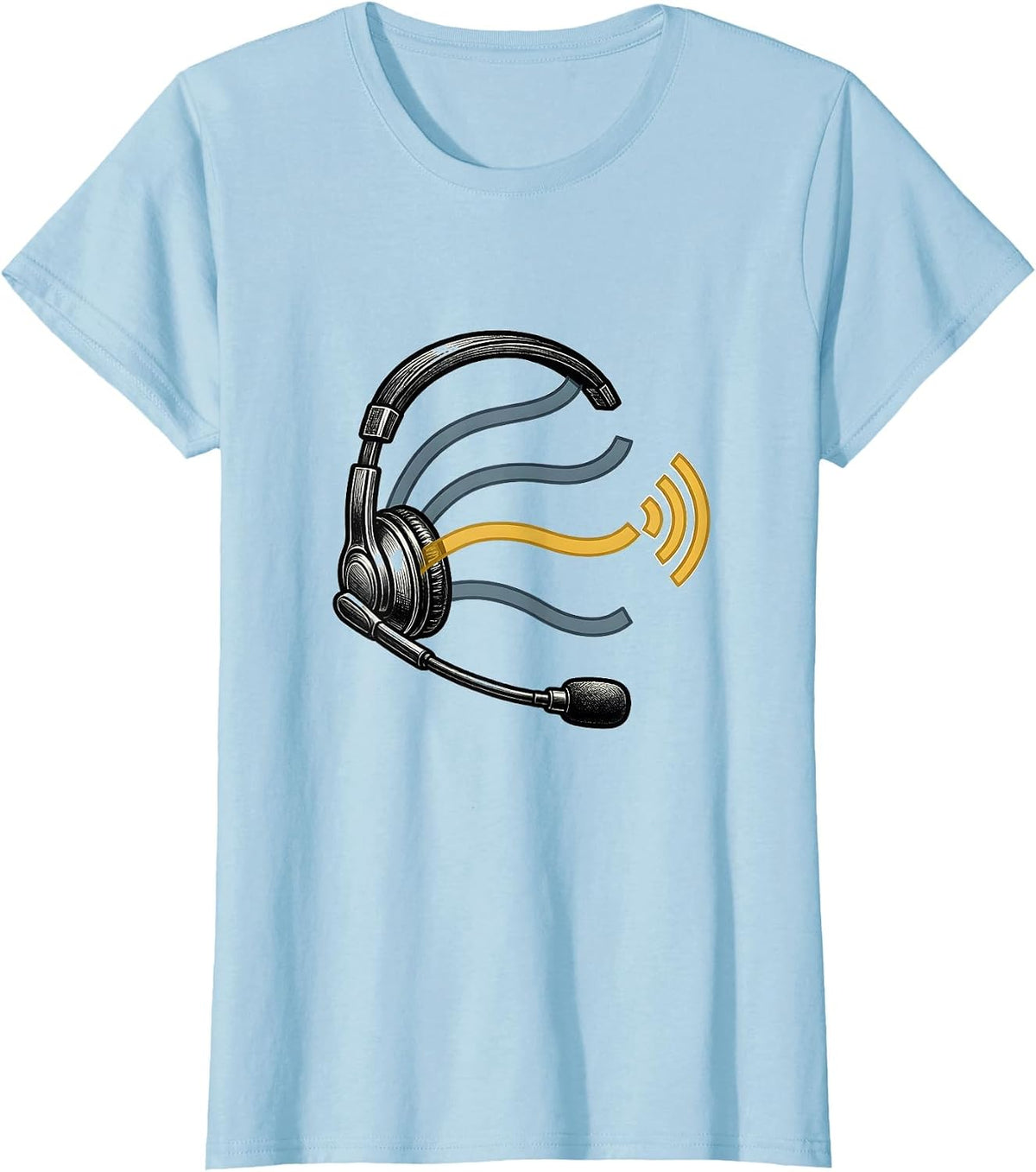 Dispatch Headset Thin Gold Line 911 Dispatcher Tribute T-Shirt - Baby Blue