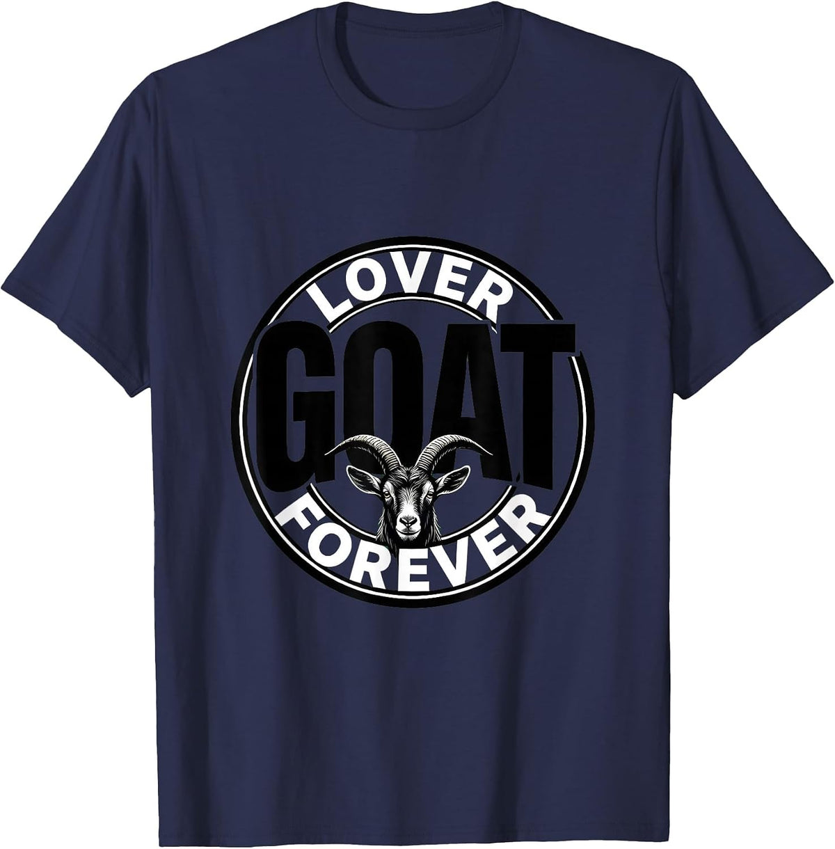 Goat Lover Forever Bold Graphic Design T-Shirt - Navy Blue