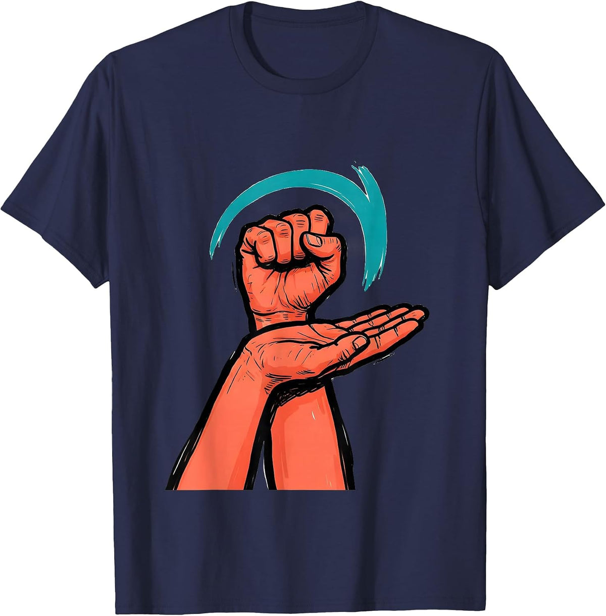 ASL Help Sign Teacher Humor Sign Language Interpreter T-Shirt - Navy Blue