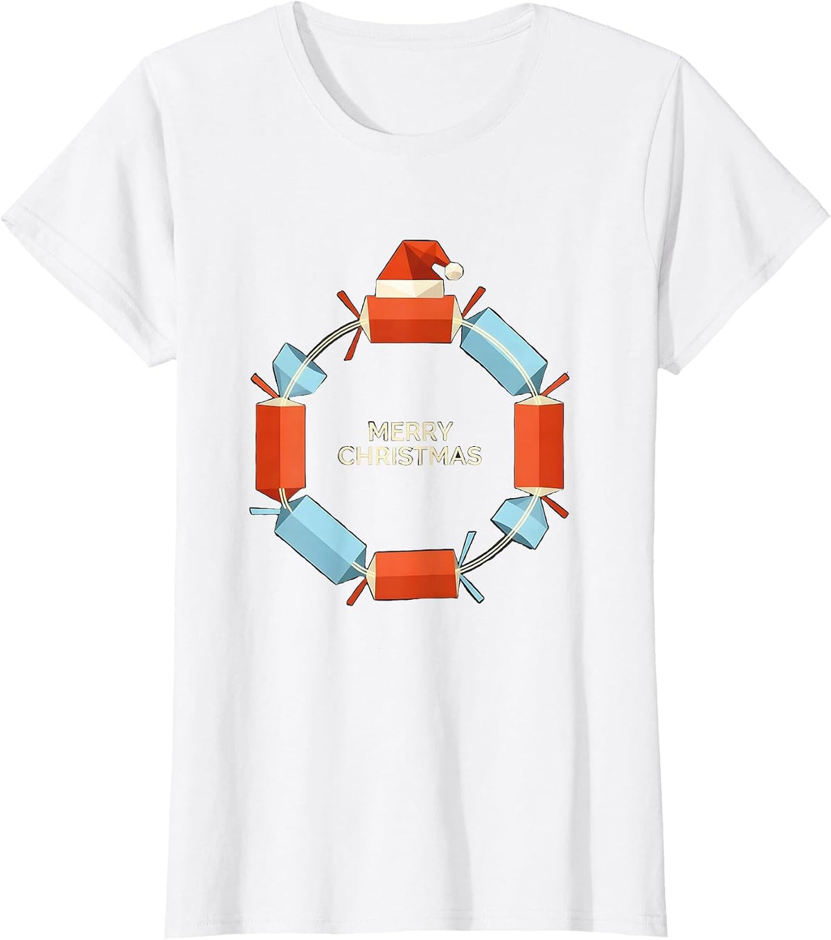 Merry Christmas Santa Hat Lights Family Matching Holiday T-Shirt - White