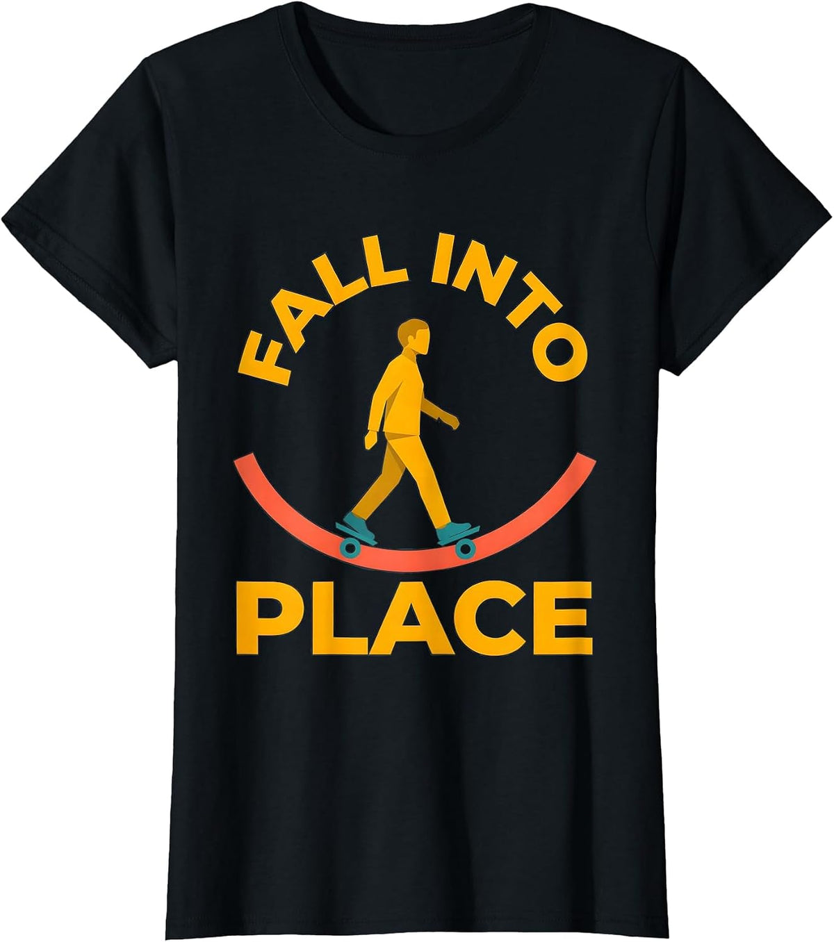 Women's Fall Into Place Physical Therapist OT Gift Humor T-Shirt - Black