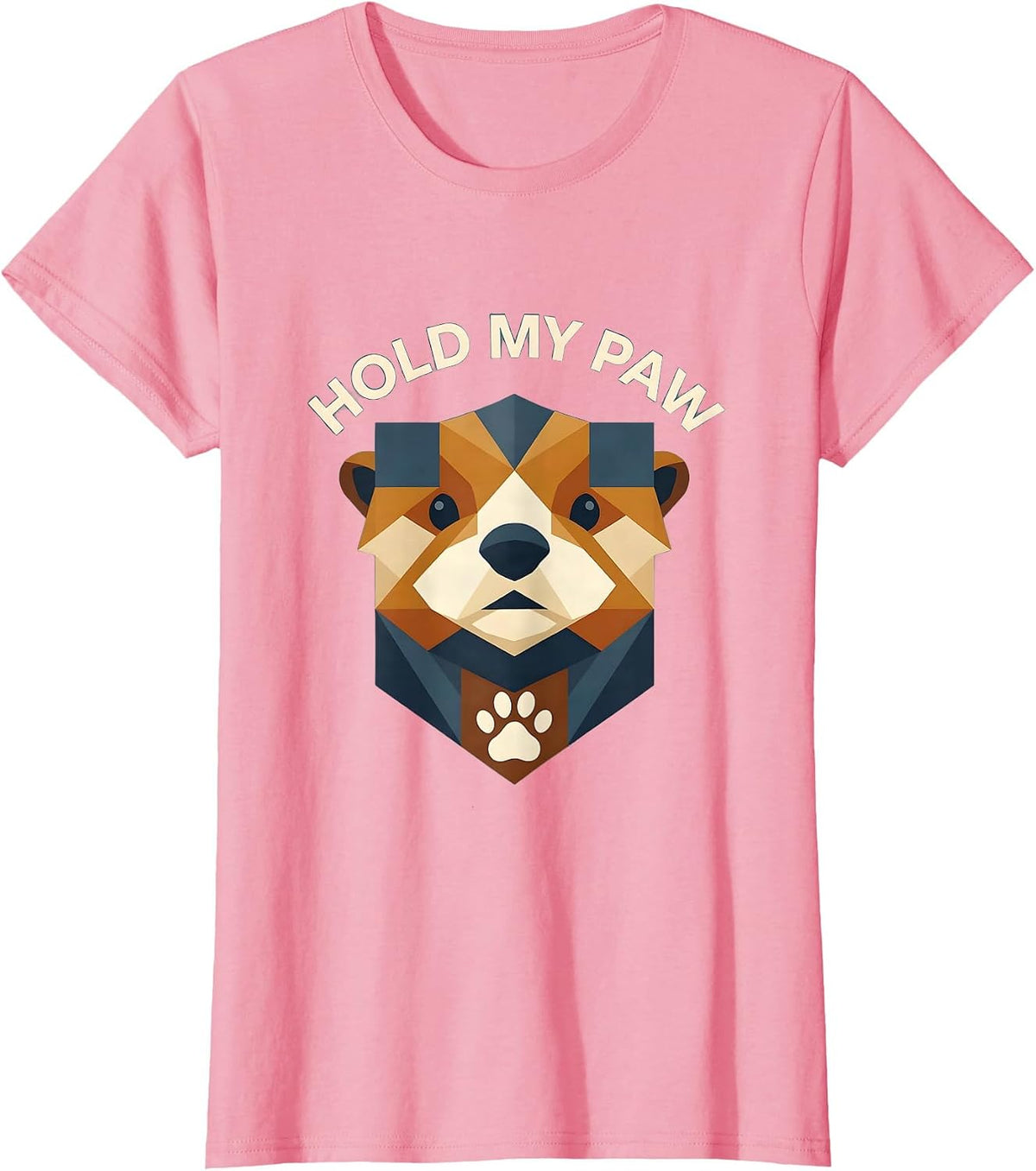 Women's Hold My Paw Cute Otter Design T-Shirt - Pink