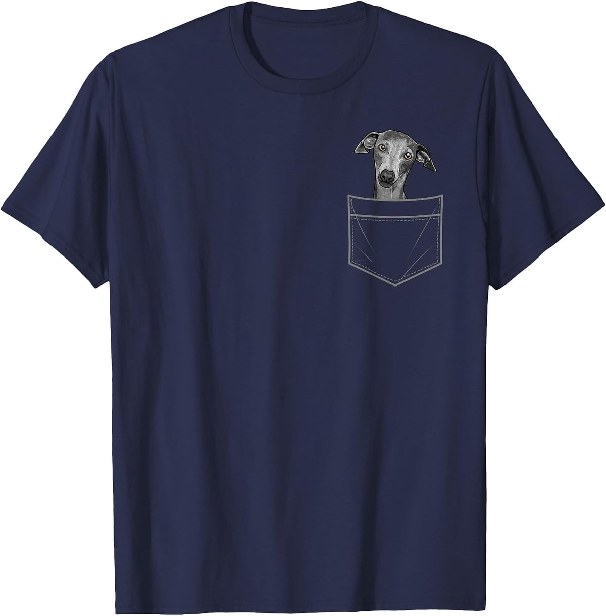 Cool Greyhound for Men Women Pocket Italian Dog Lover Owner T-Shirt - Navy Blue