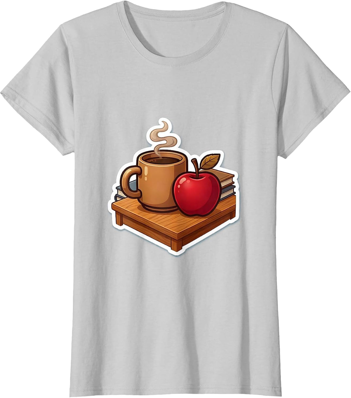Sped Teacher Desk Coffee Mug Apple Illustration T-Shirt - Silver Grey