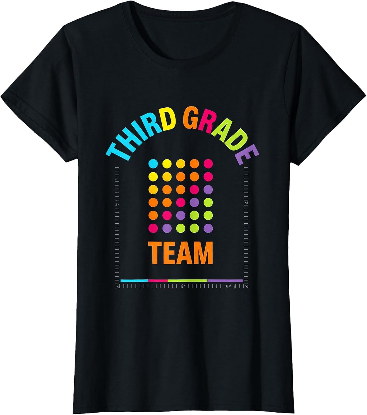 Third Grade Team Colorful Teacher Grade-Level Humor T-Shirt - Black