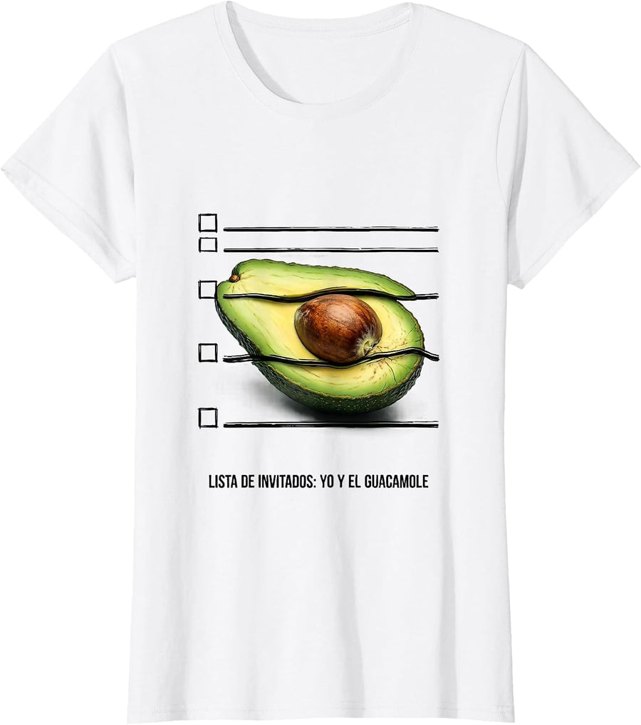 Women's Lista De Invitados: Yo Y El Guacamole Funny Mexican Fiesta T-Shirt - White
