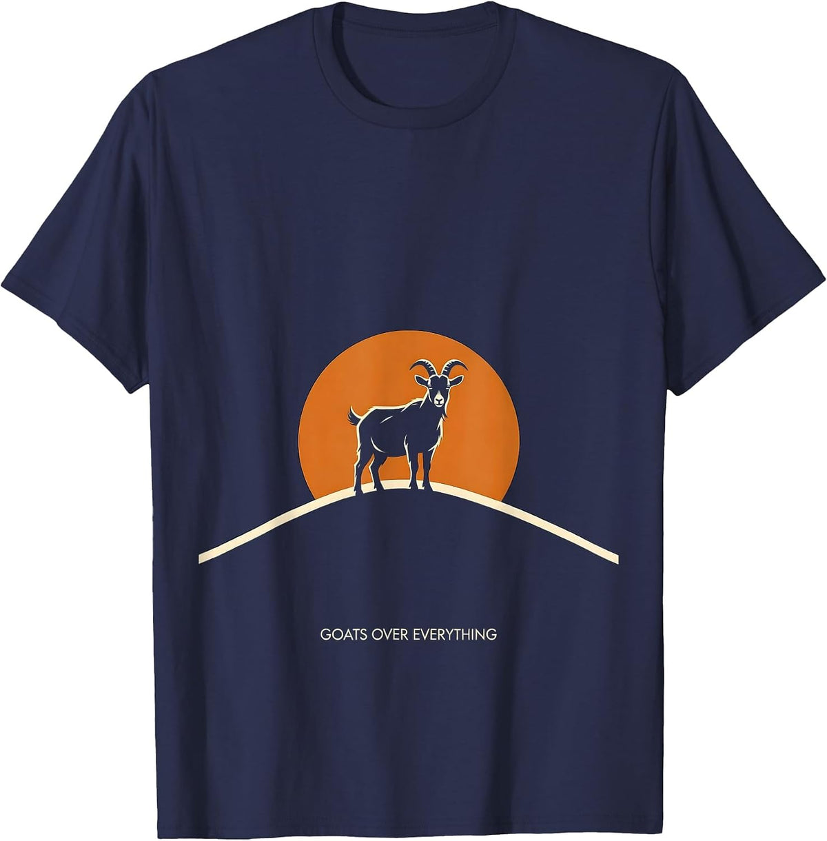 Goats Over Everything Minimalist Nature Design T-Shirt - Navy Blue