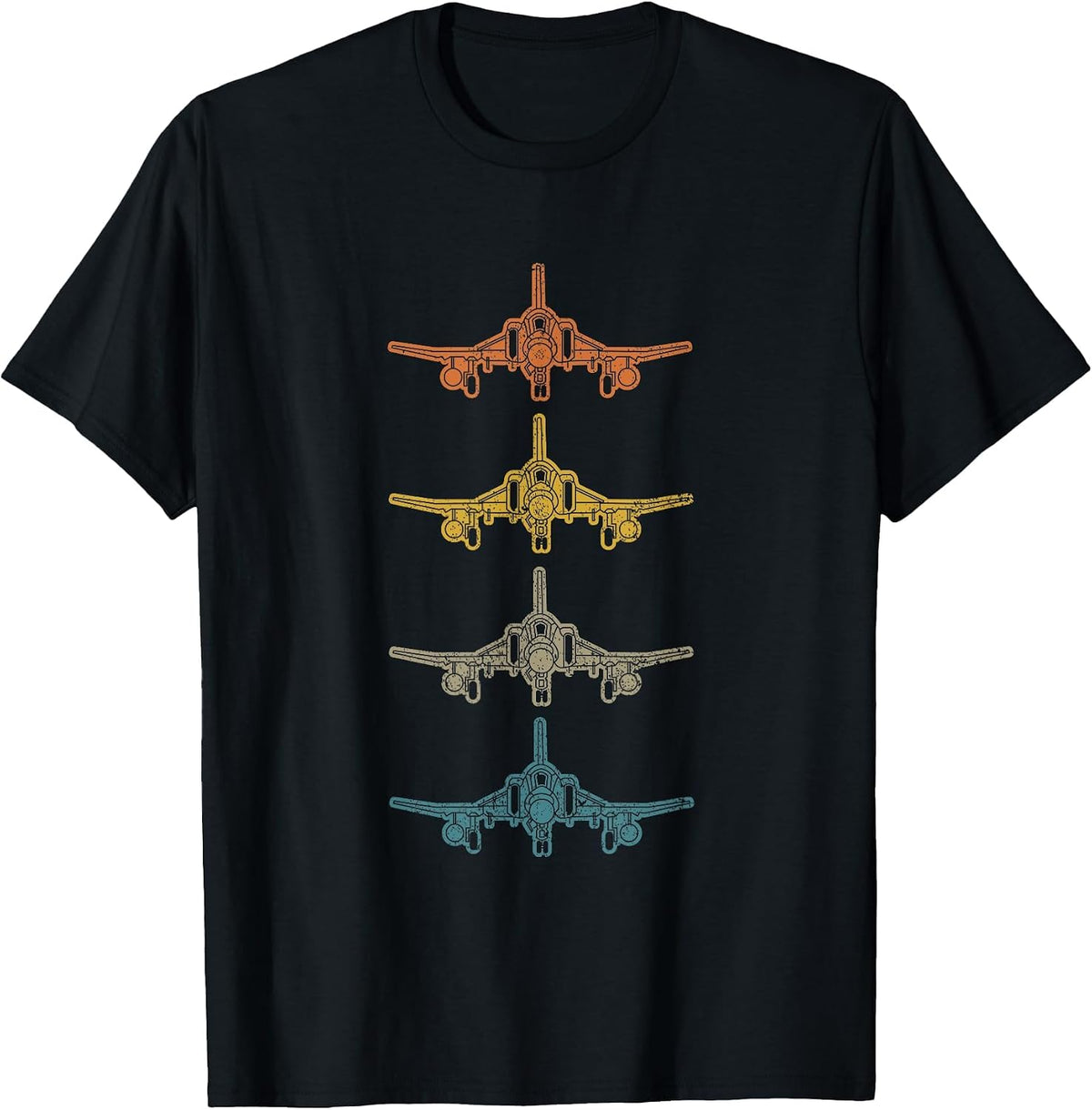 Retro F-4 Phantom Fighter Jet Schematic Vintage F4 Airplane T-Shirt, Men, Black, Small - As Pictured