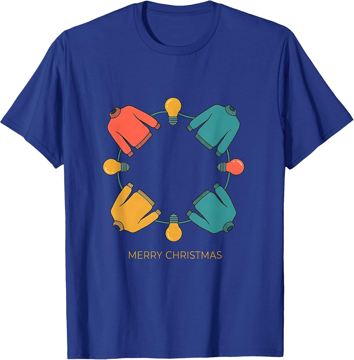 Men's Merry Christmas Family Matching Pajama Christmas Lights T-Shirt - Royal Blue