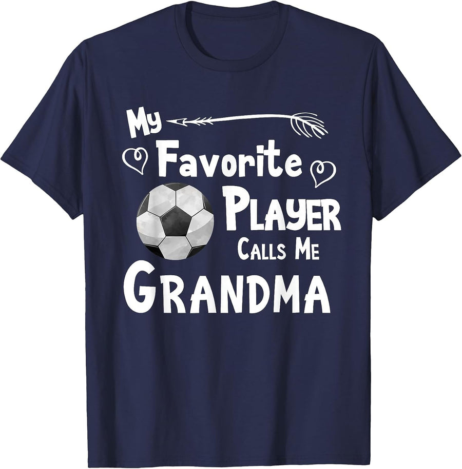 Grandma Soccer Football Game Fan Sports Favorite Player T-Shirt - Navy Blue