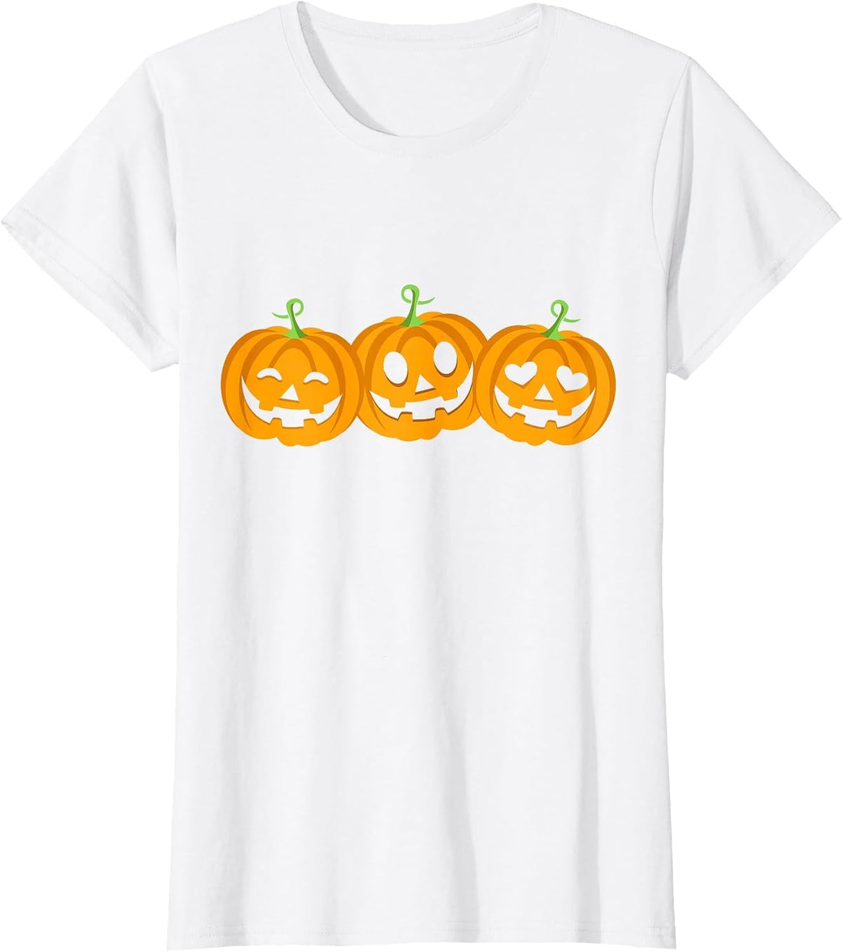 Three Halloween Pumpkins Jack o Lantern Faces T-Shirt - White