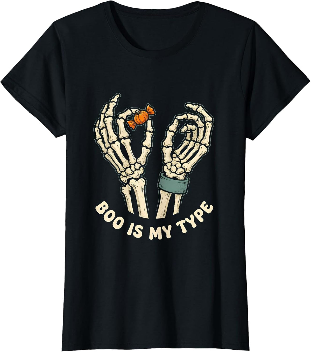 BOO IS MY TYPE Distressed Halloween Lover Dry Humor October T-Shirt - Black