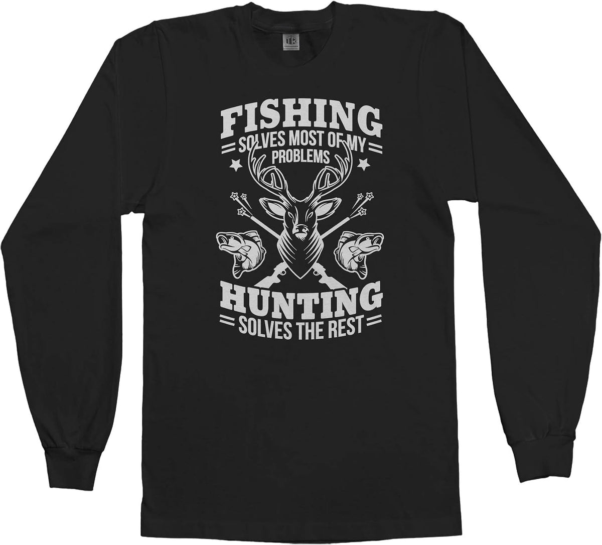 Fishing Solves Most Problems | Hunting Gift Men's Long Sleeve T-Shirt - Black
