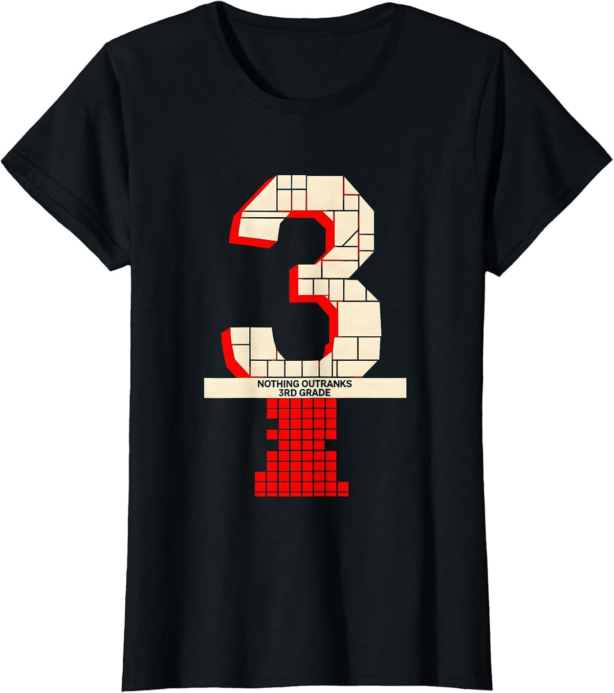 Women's Nothing Outranks 3rd Grade Funny Teacher Back To School T-Shirt - Black