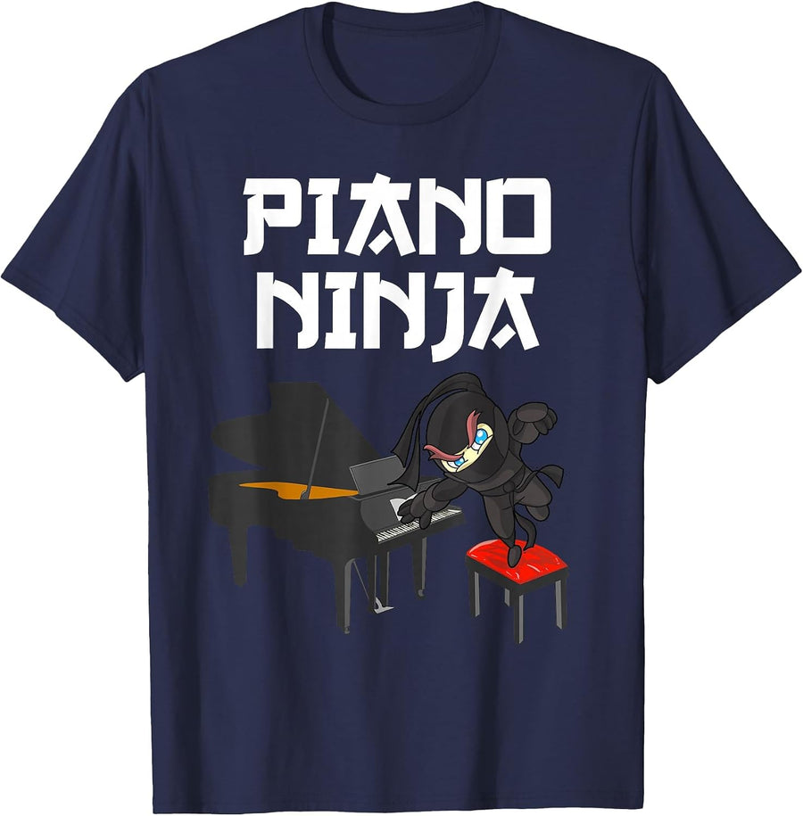 Funny Piano Novelty for Men Women Kids Music Piano Player T-Shirt - Navy Blue