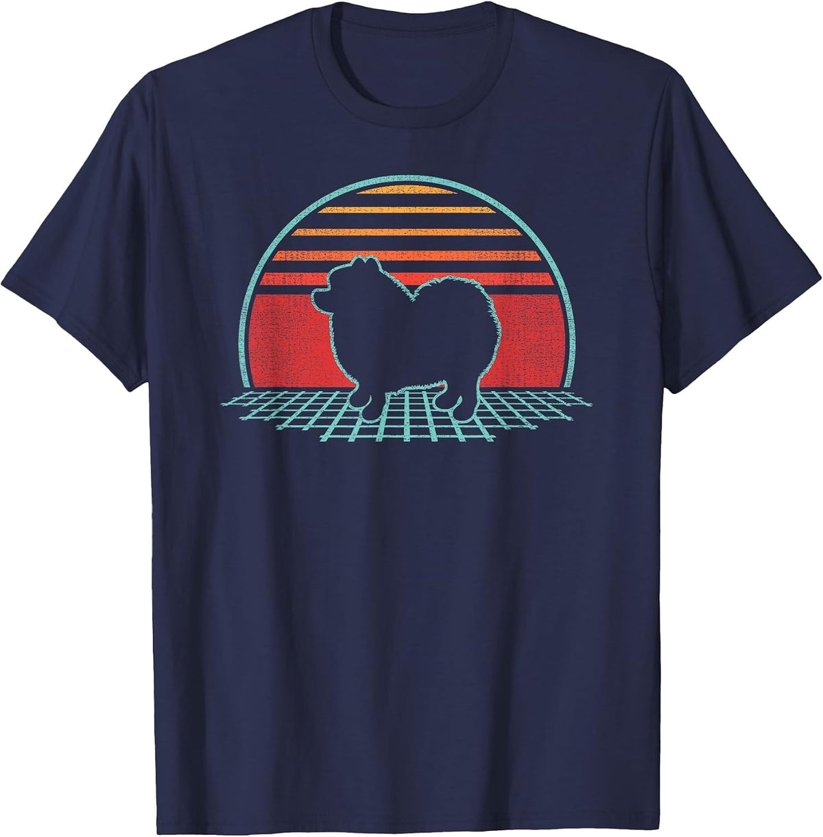 Pomeranian Lover Dog Owner Retro Vintage 80s Style T-Shirt - Navy Blue