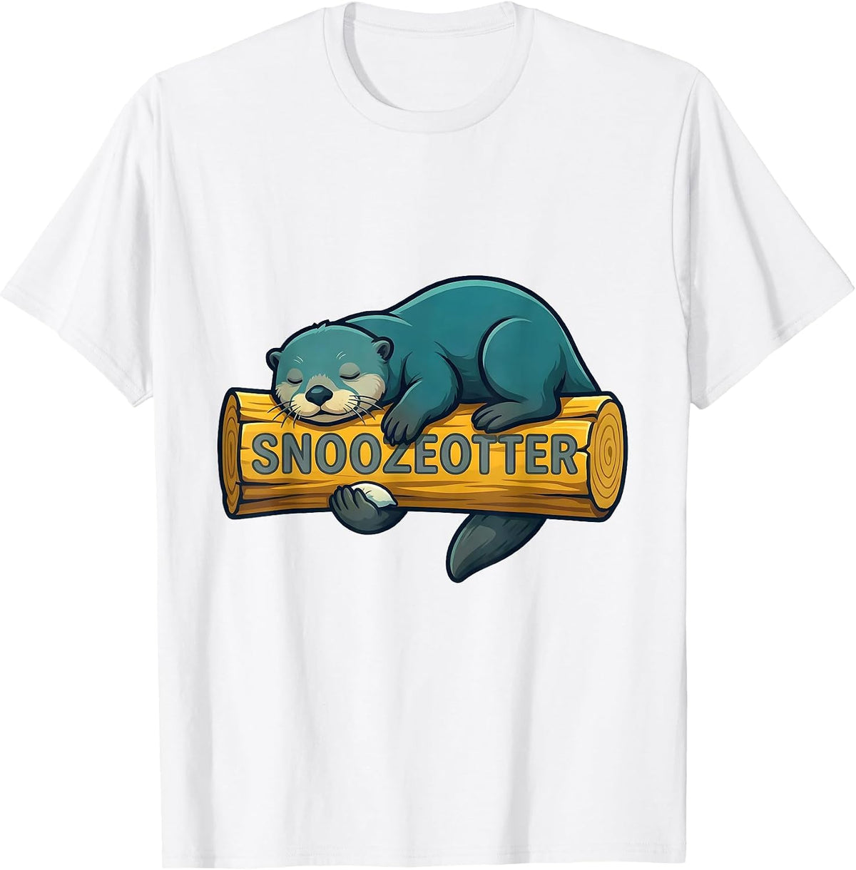 Snoozeotter Cute Sleeping Otter Animal Lover Sleepwear T-Shirt - White