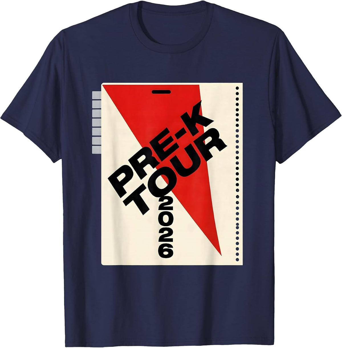 Men's Pre-K Tour 2026 Playful Rock Music Parody Back to School T-Shirt - Navy Blue