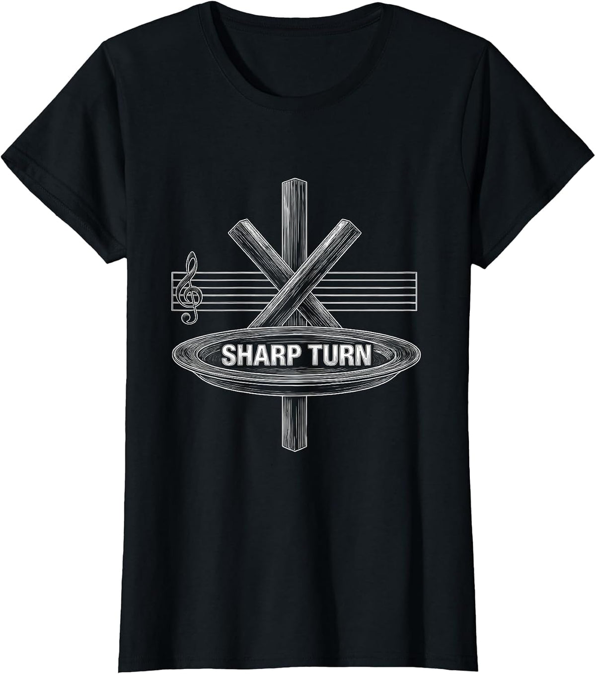 Sharp Turn Funny Music Lover Musician Humor Gift T-Shirt - Black