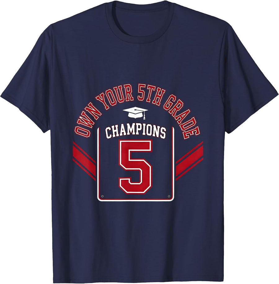 Own Your 5th Grade Retro Team Fifth Grade Back To School T-Shirt - Navy Blue