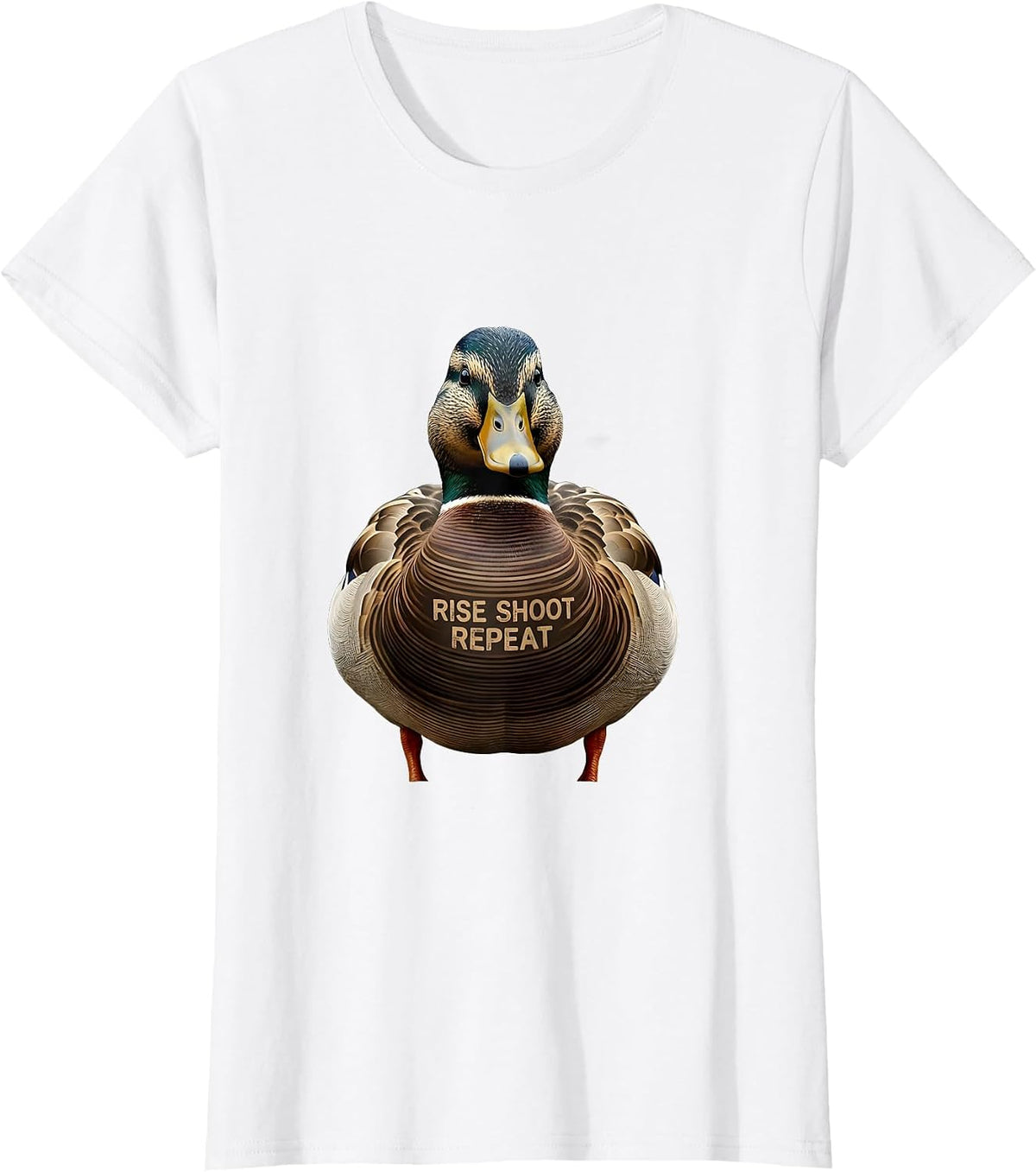 Duck Camo Rise Shoot Repeat Hunting Design T-Shirt - White