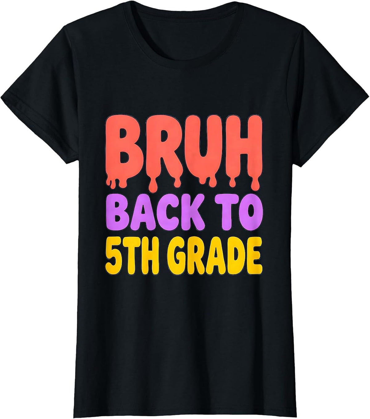 Bruh Back To 5th Grade Funny Back To School Boys Kids T-Shirt - Black