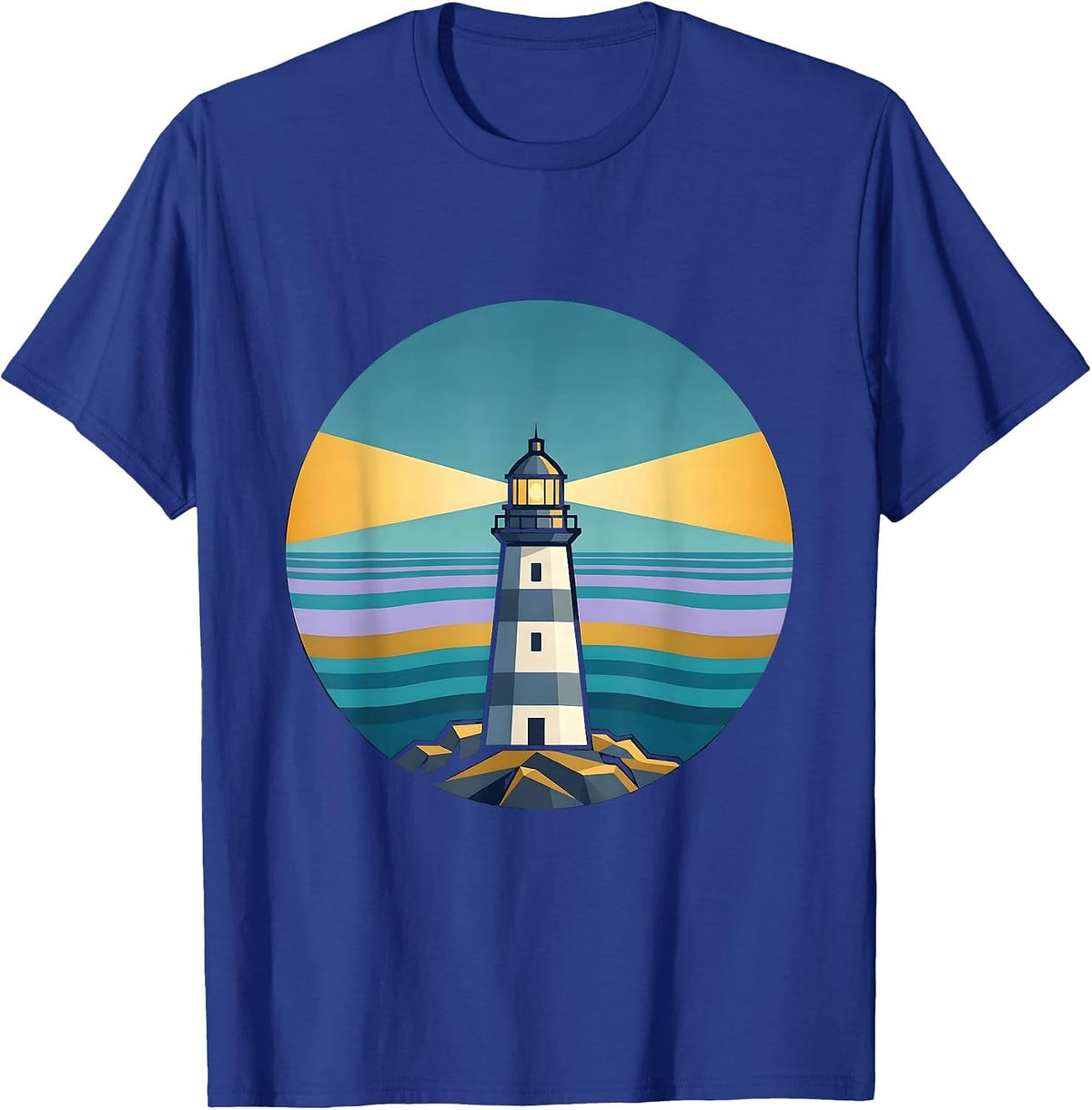 Autism Awareness Lighthouse Night Sea Illustration T-Shirt - Royal Blue