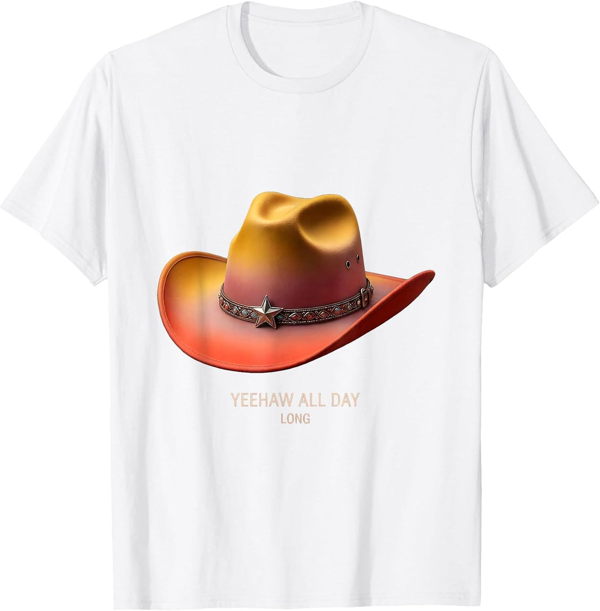 Men's Yeehaw All Day Long Cowgirl Design T-Shirt - White