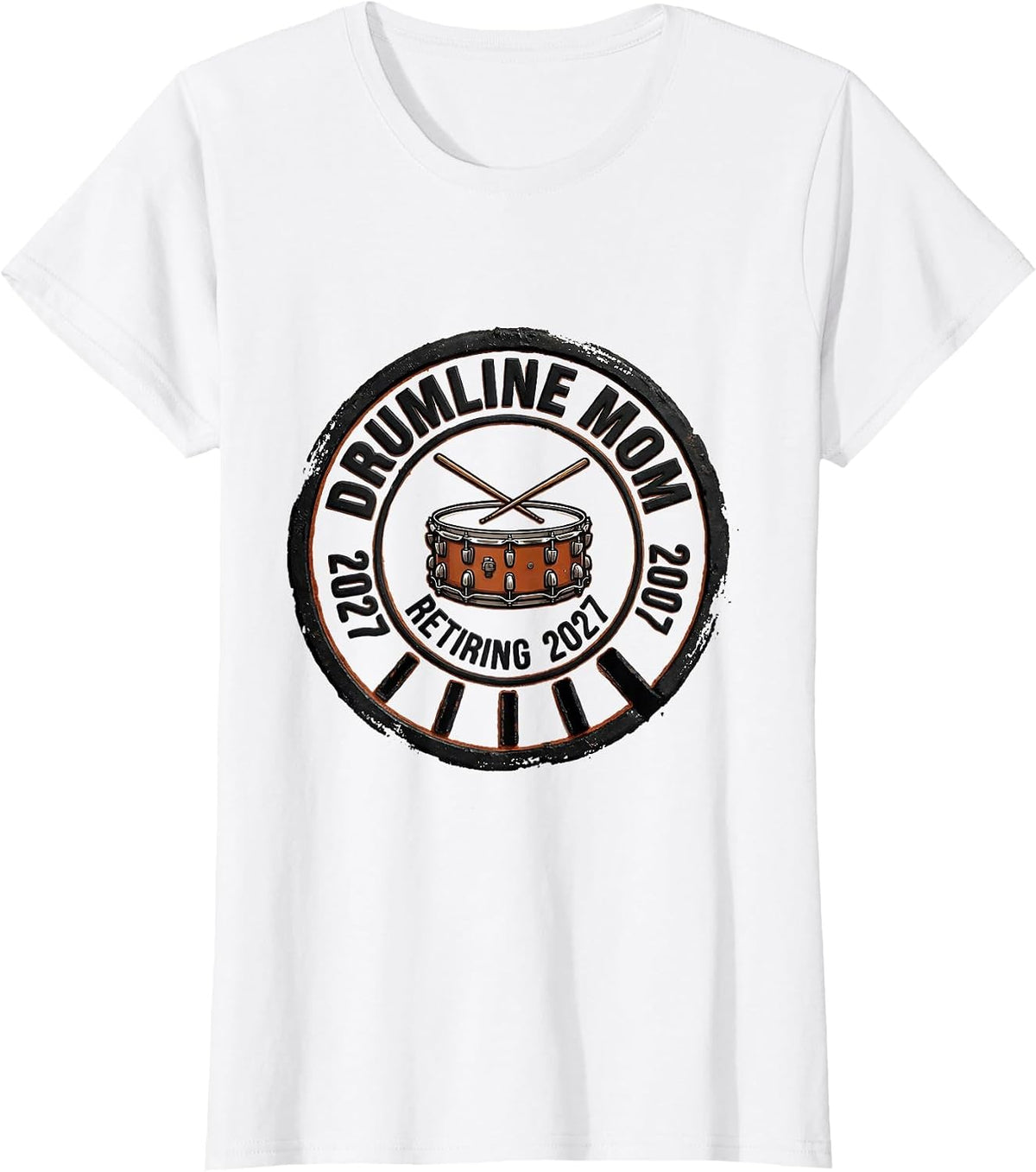 Drumline Mom Retiring 2027 Senior Band Mom Marching Band T-Shirt - White