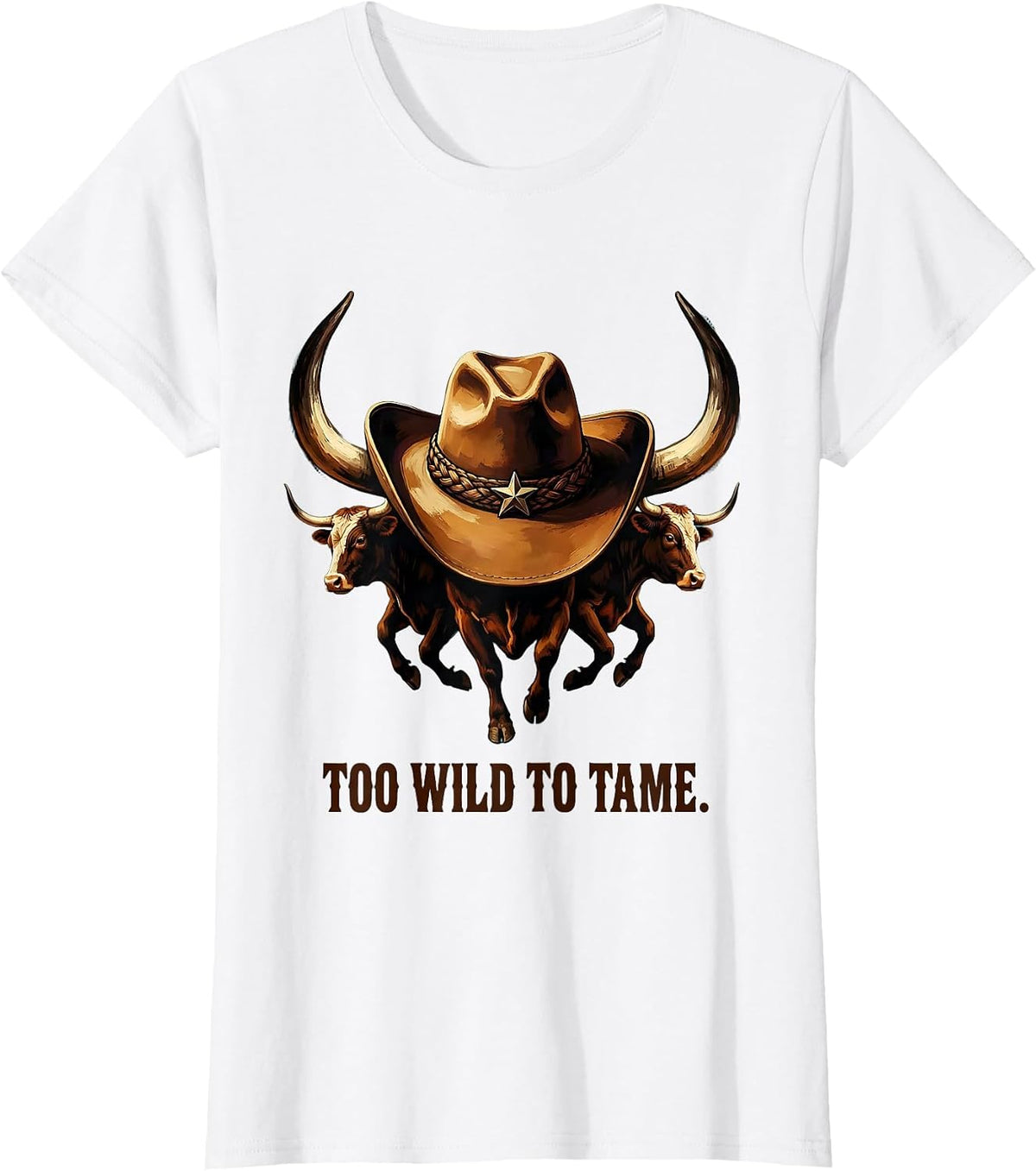 Women's Too Wild To Tame Cowgirl Graphic Design T-Shirt - White