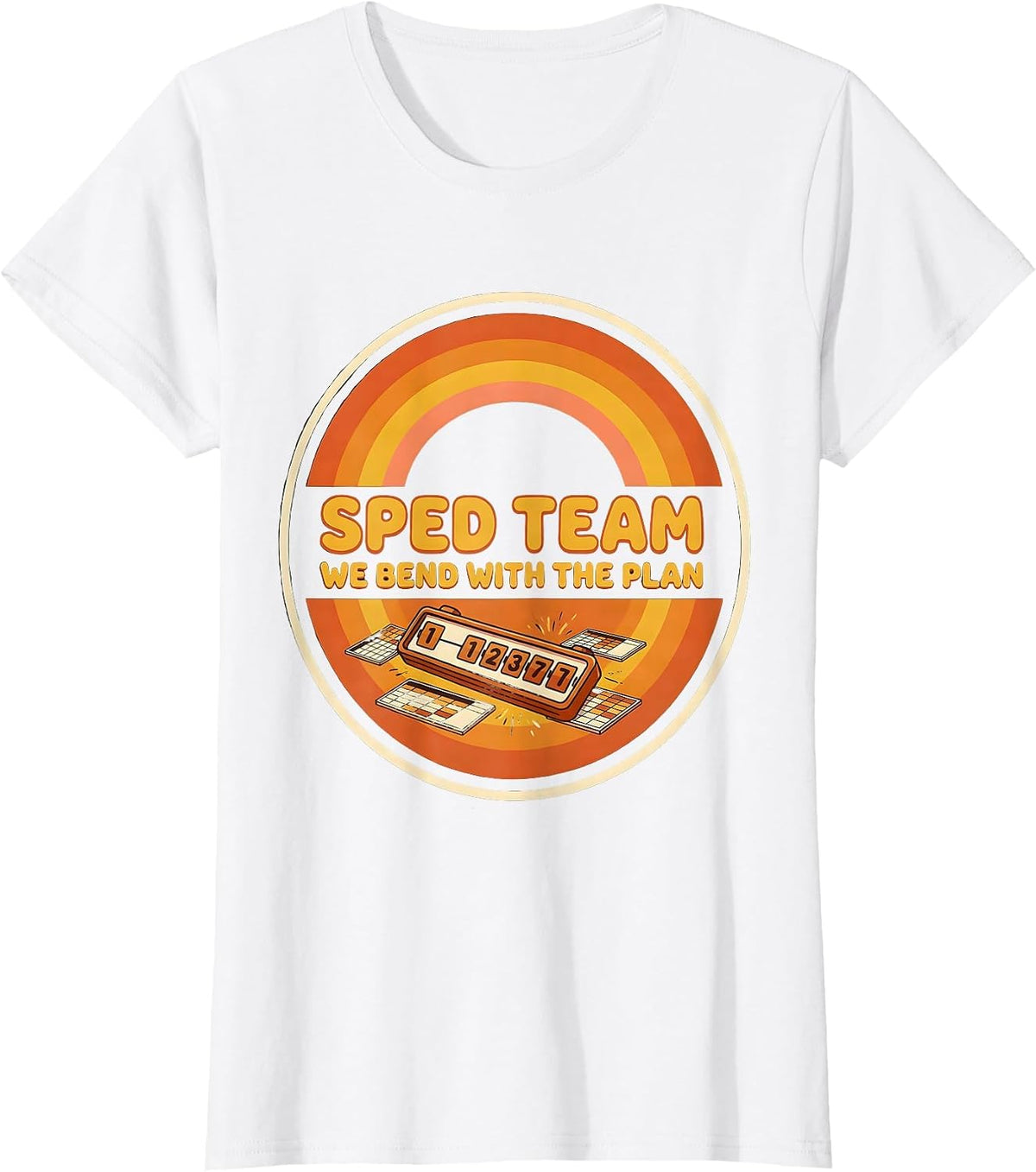 SPED Team We Bend With The Plan Retro 70s Teacher Humor T-Shirt - White