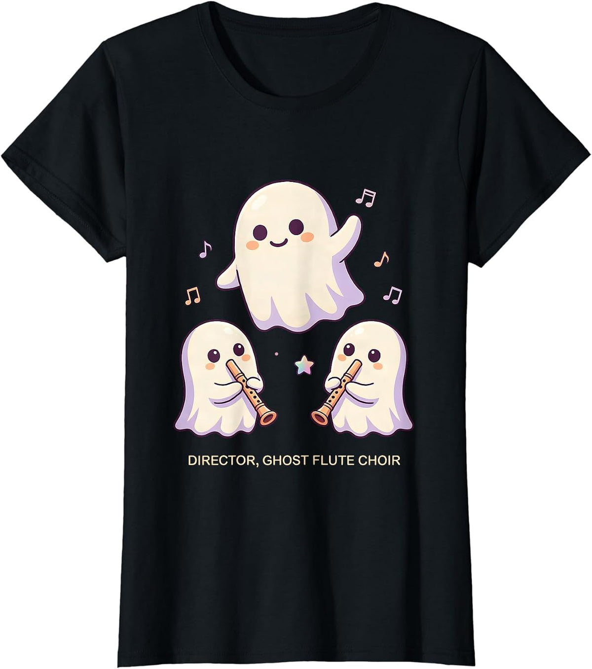 Director, Ghost Flute Choir Cute Kawaii Music Teacher T-Shirt - Black
