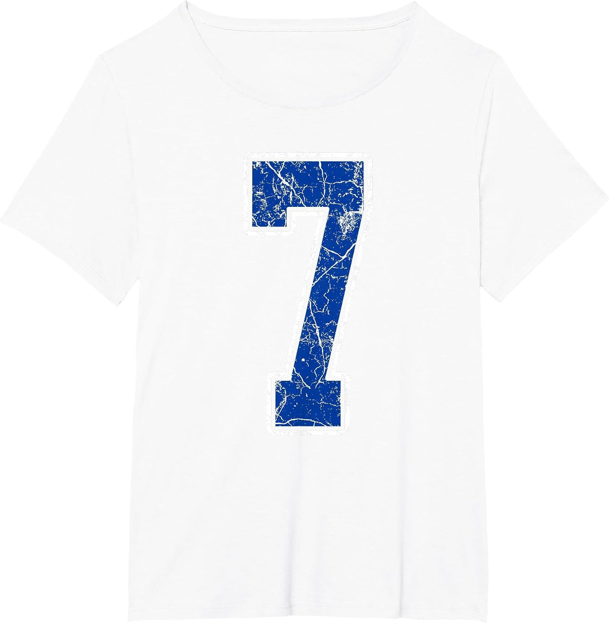 Royal Blue and White Number 7 Jersey Player Uniform #7 Fan T-Shirt - White