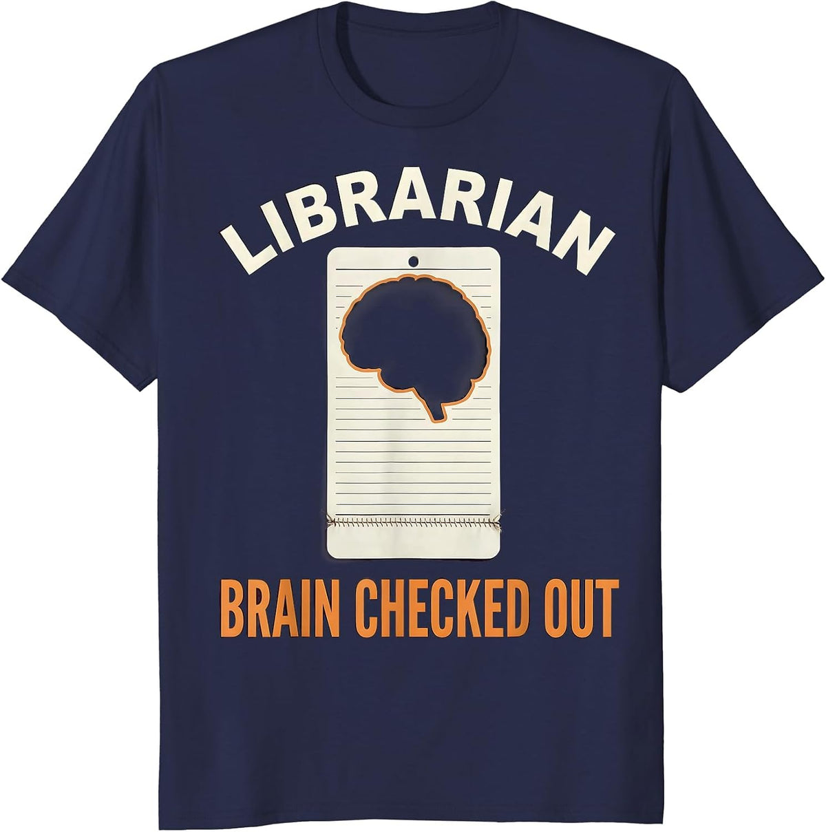 Librarian, Brain Checked Out Funny Teacher Halloween Zombie T-Shirt - Navy Blue