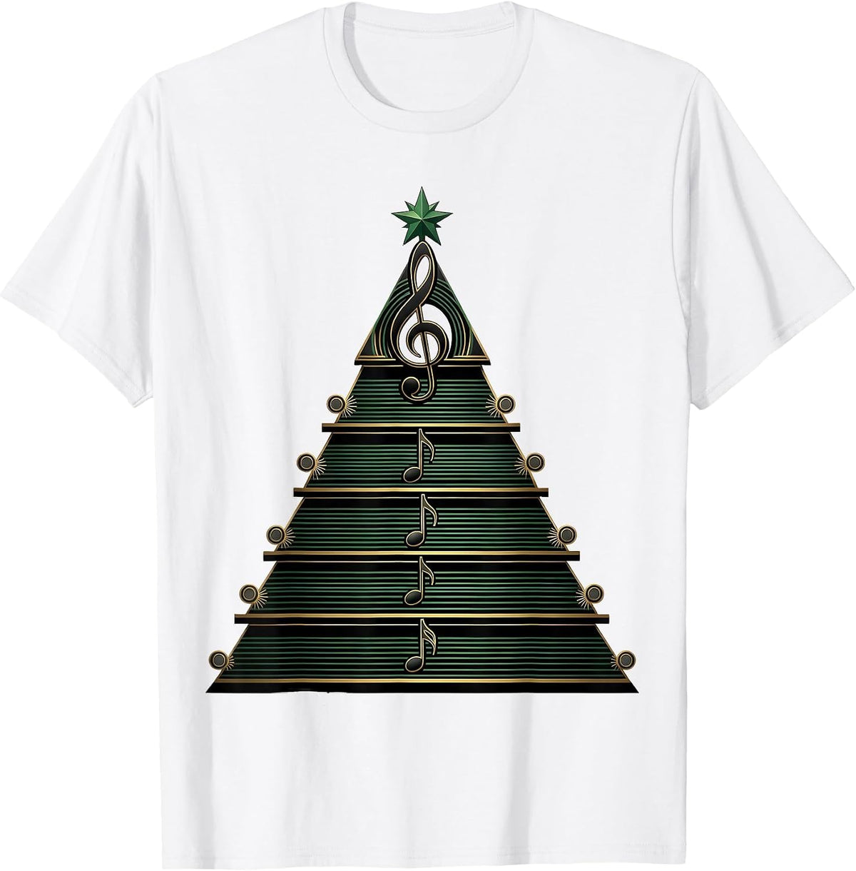 Men's Stepped Caroling Pavilion Art Deco Music Teacher Christmas T-Shirt - White