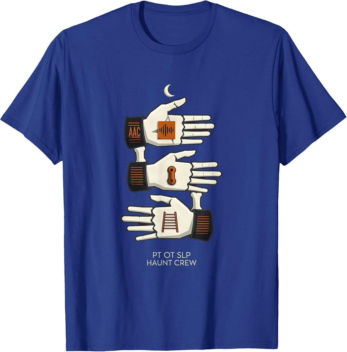 PT OT SLP Haunt Crew Editorial Conceptual Therapist T-Shirt - Royal Blue