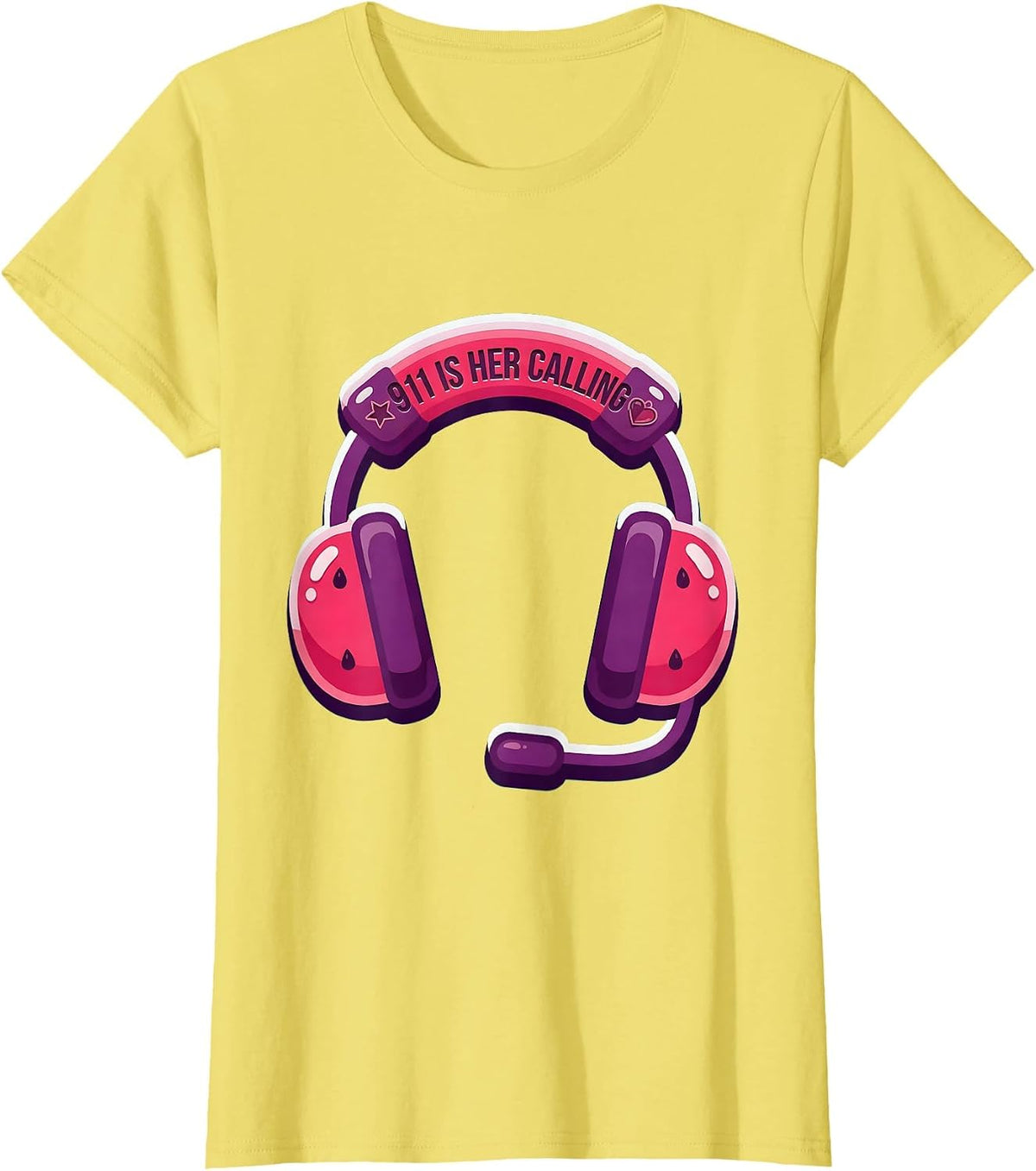 911 Is Her Calling Dispatcher Design T-Shirt - Lemon Yellow