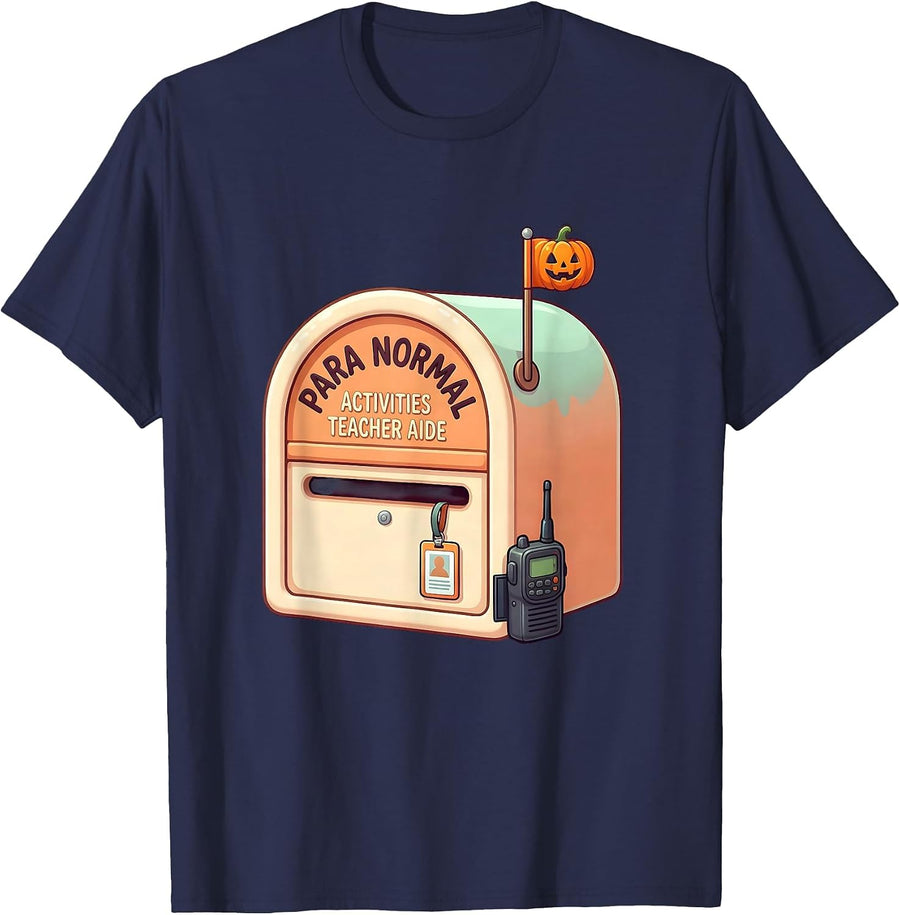 Para Normal Activities Teacher Aide Cute Kawaii Halloween T-Shirt - Navy Blue