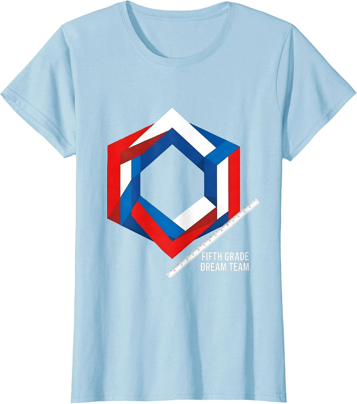 Women's Fifth Grade Dream Team Bauhaus Modernist Back to School T-Shirt - Baby Blue
