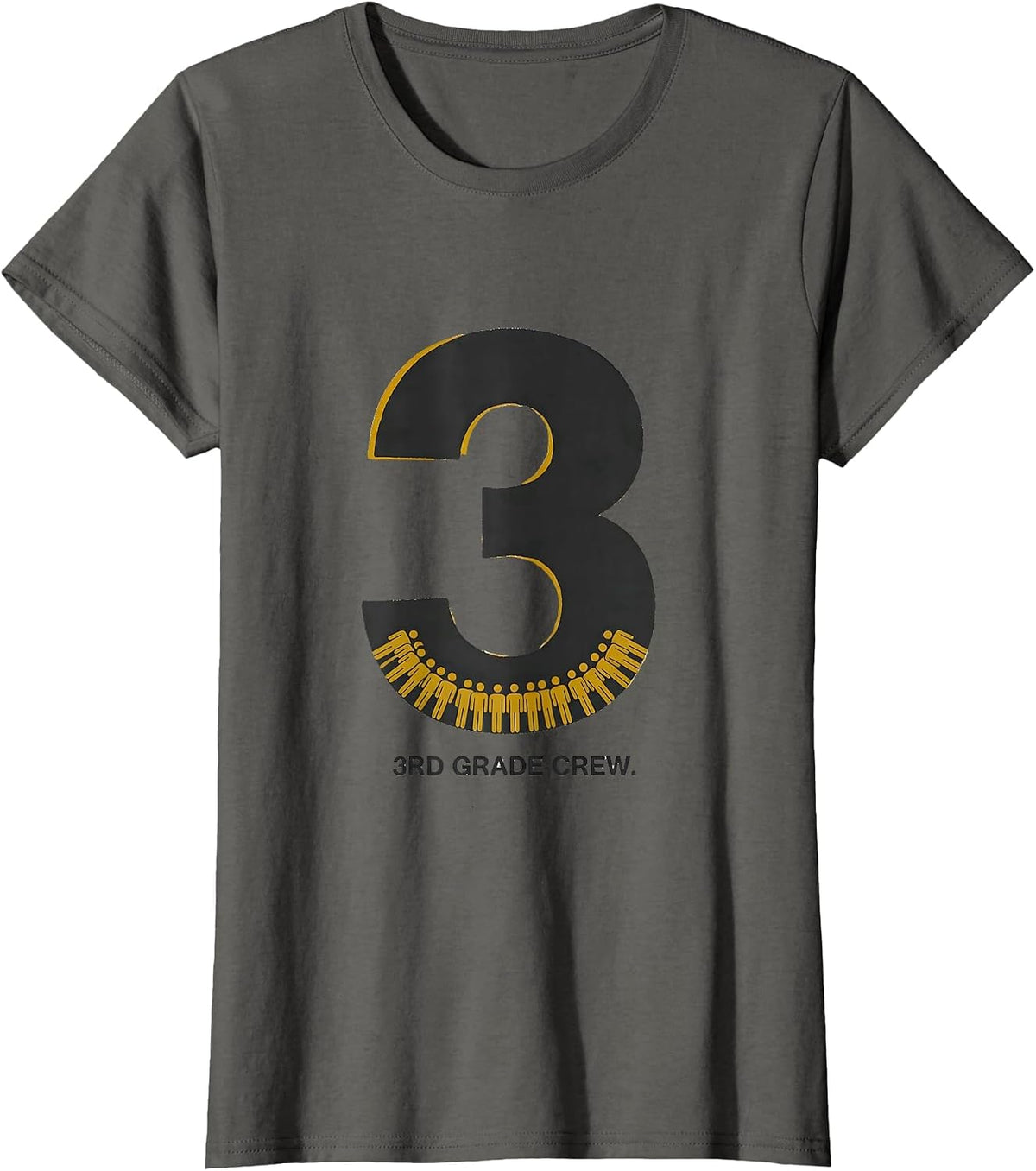 Women's 3rd Grade Crew Minimalist Back to School Teacher Student T-Shirt - Asphalt Grey