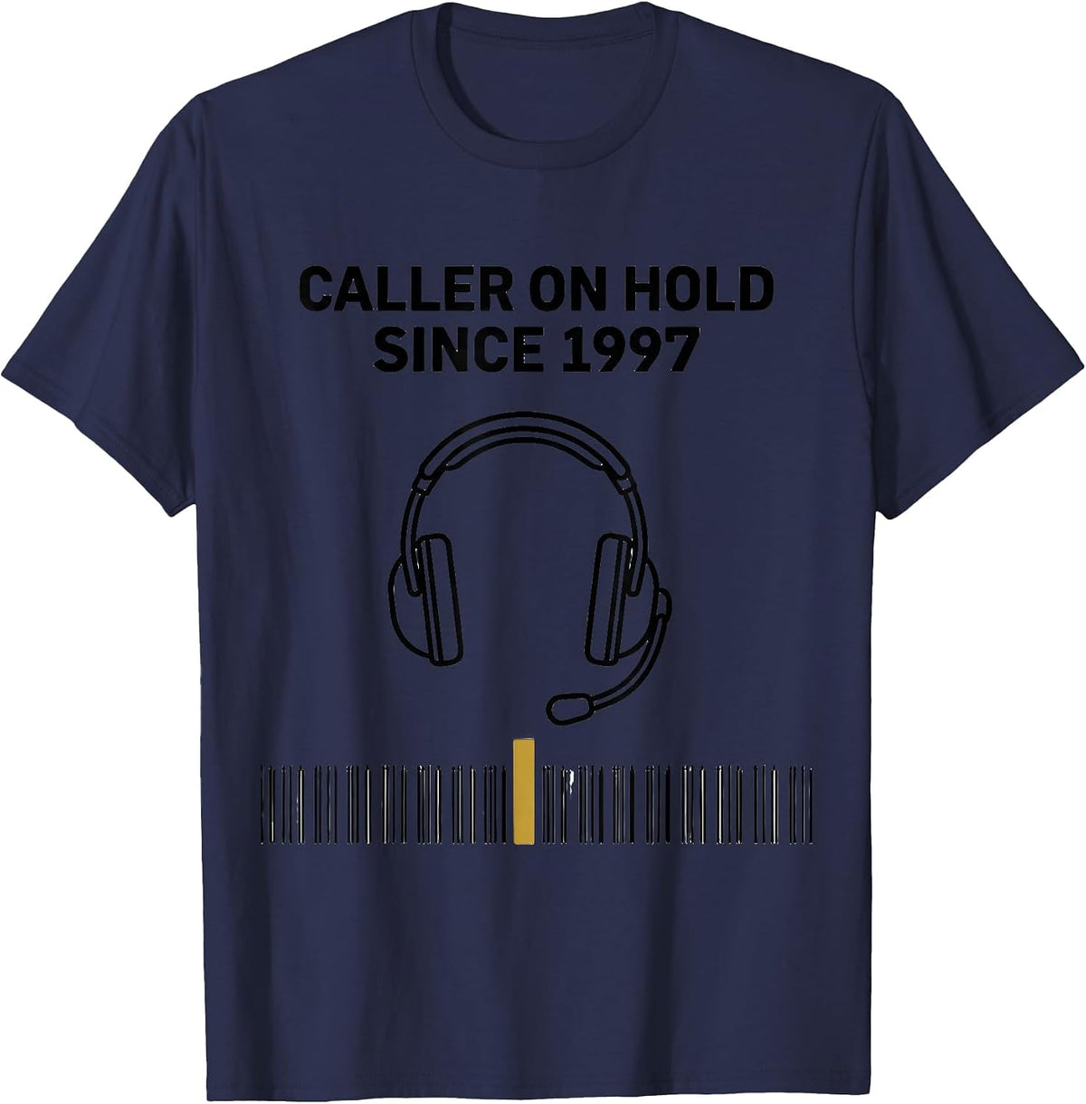 Caller On Hold Since 1997 Thin Line Tribute 911 Dispatcher T-Shirt - Navy Blue