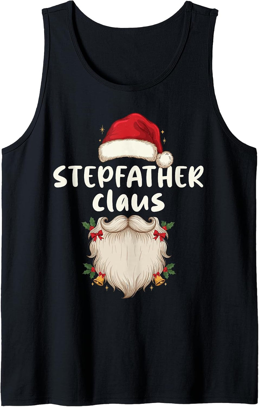 Festive Stepfather Claus Santa Beard Hat Christmas Men Sleeveless Tank Top - As Pictured