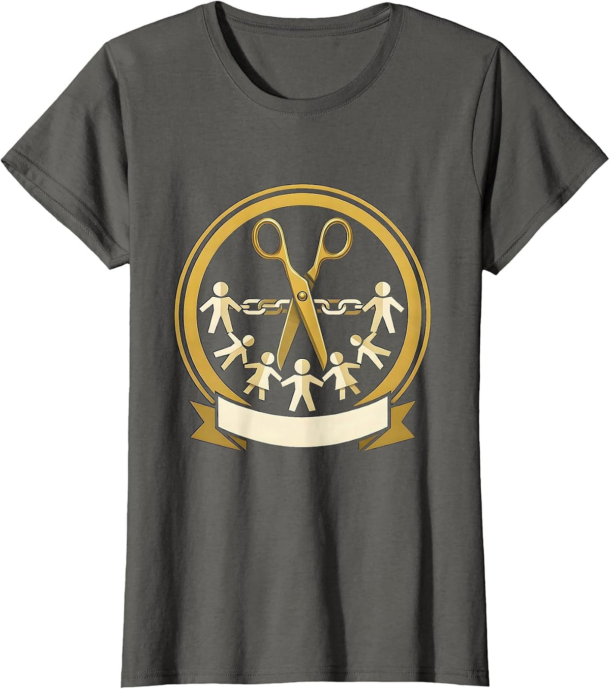 Women's Third Grade Teacher Scissors Paper Doll Graphic T-Shirt - Asphalt Grey