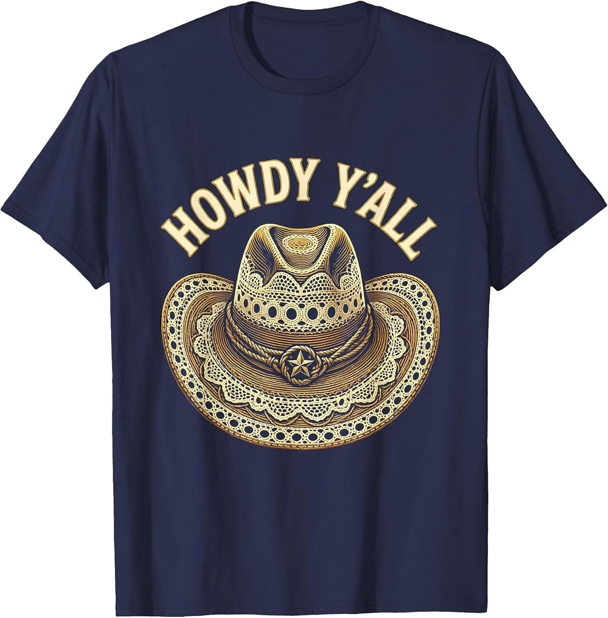 Men's Howdy Y'all Western Cowboy Graphic Design T-Shirt - Navy Blue