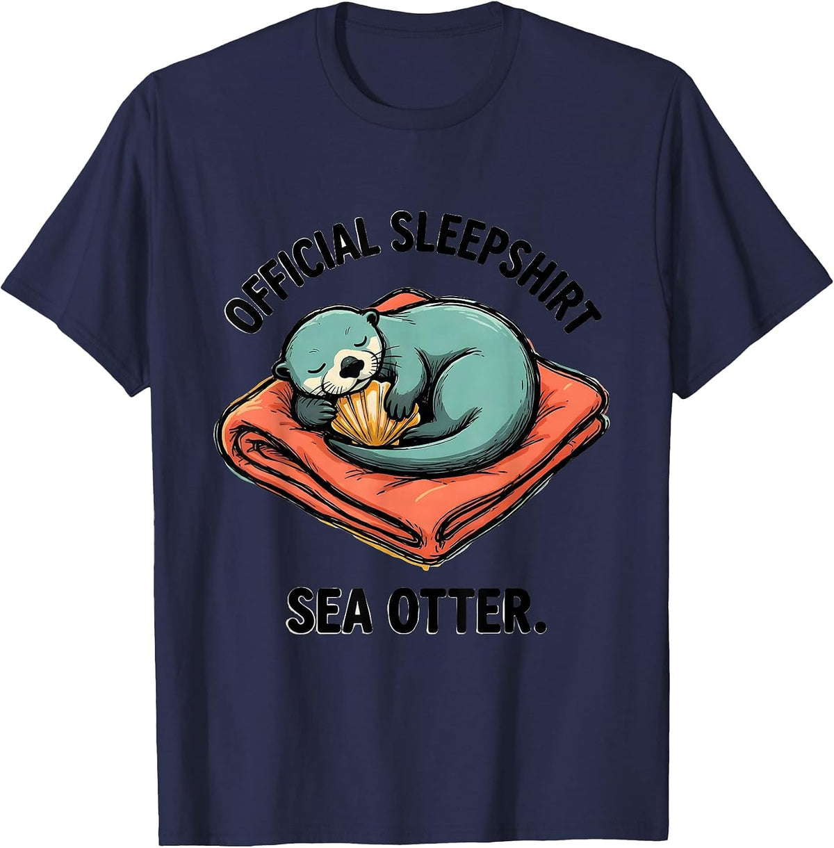 Official Sleepshirt Sea Otter Cute Animal Lovers Pajama T-Shirt - Navy Blue