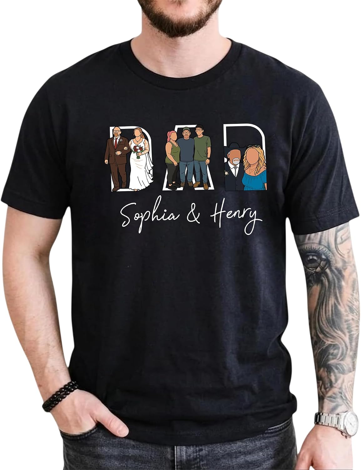 NAZENTI Personalized Dad Shirt, Custom Daddy Names Tee, Fathers Day Matching Tee, Grandpa Gift Apparel, Family Name Tshirt -