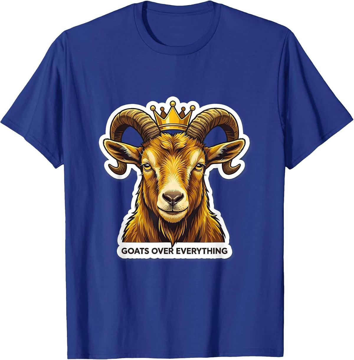 Men's Goats Over Everything Bold Goat Lover Design T-Shirt - Royal Blue