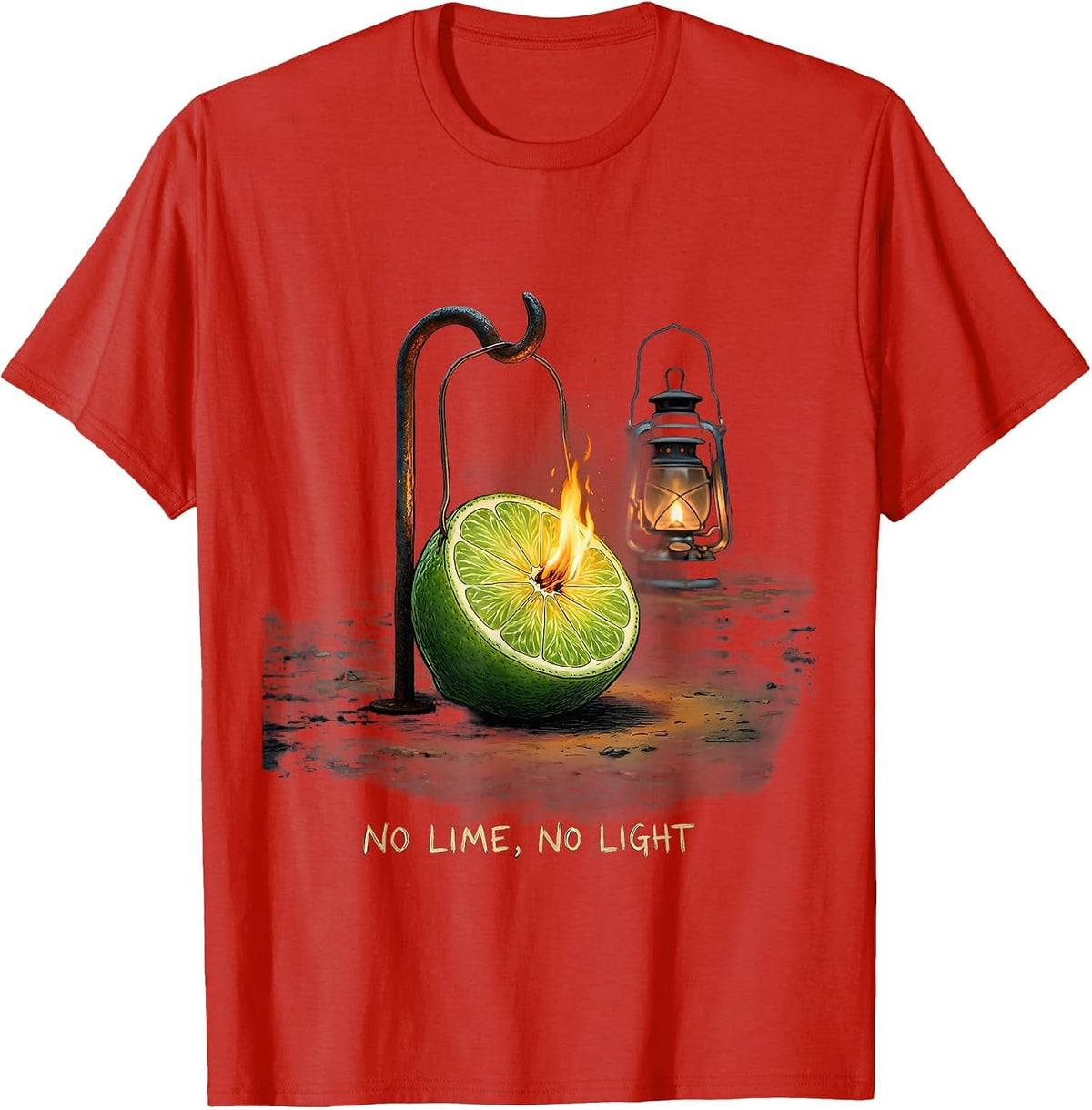 Men's No Lime, No Light Funny Pirate Dad Humor T-Shirt - Red