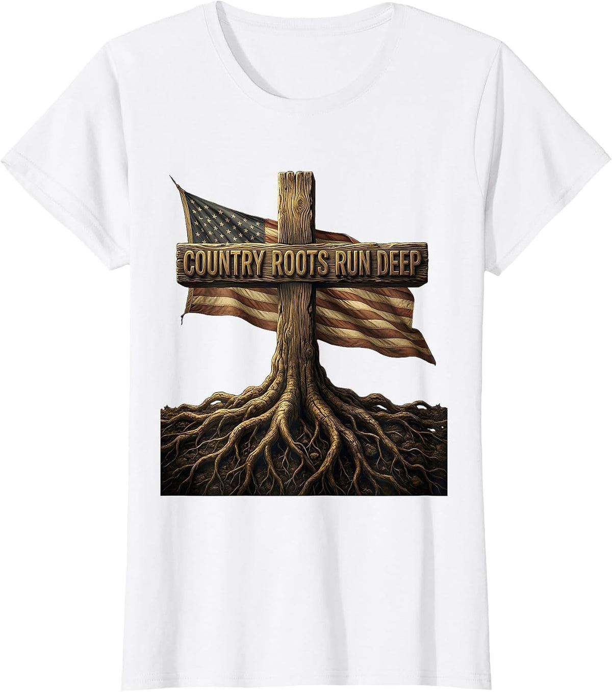 Country Roots Run Deep Girls Western Design T-Shirt - White