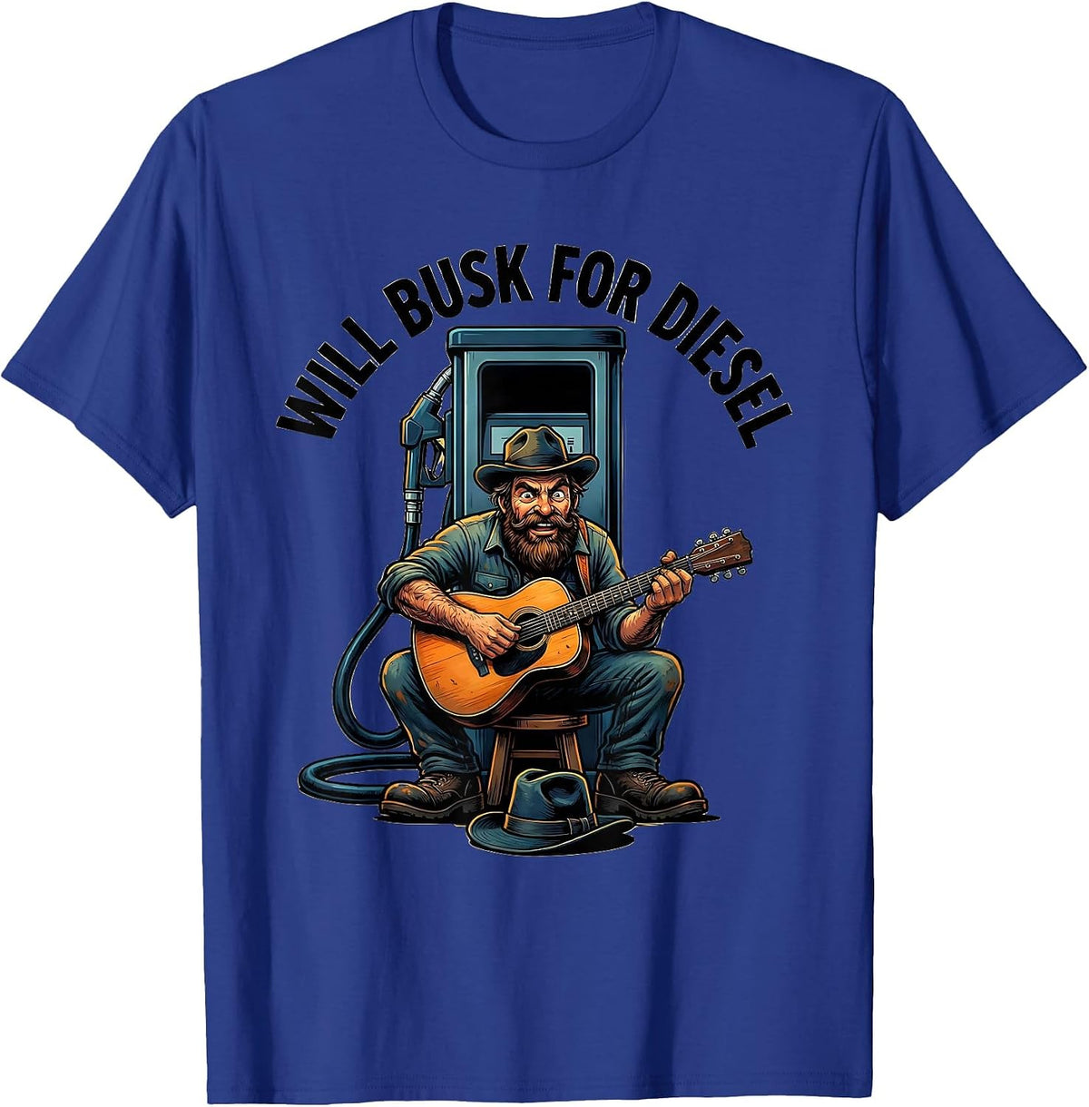 Men's Will Busk For Diesel Funny Diesel Trucker Mechanic Gift T-Shirt - Royal Blue
